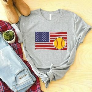 Softball American Shirt, Softball Birthday Shirt, Softball Tee,  Softball Shirt